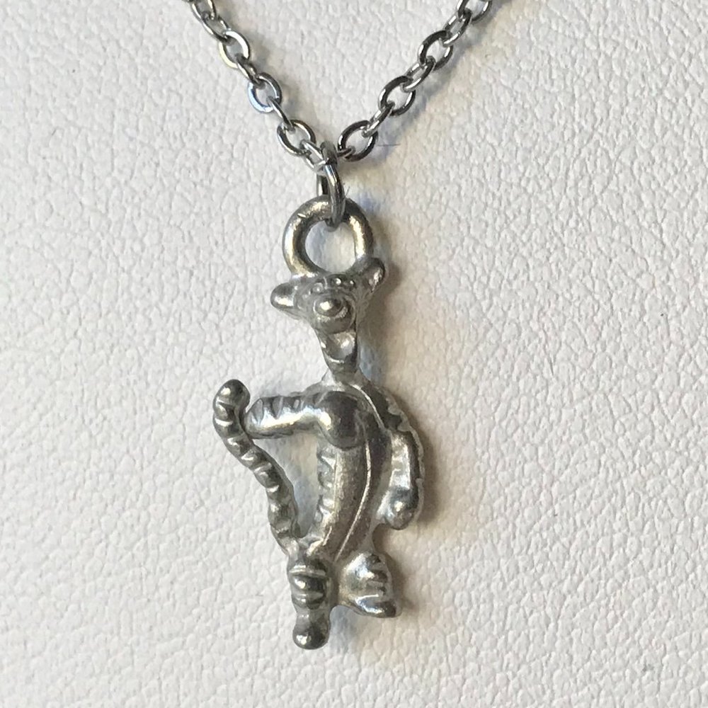 Vintage Disney Tigger Necklace Charm Winnie The Pooh Silver tone Disneyana 18"